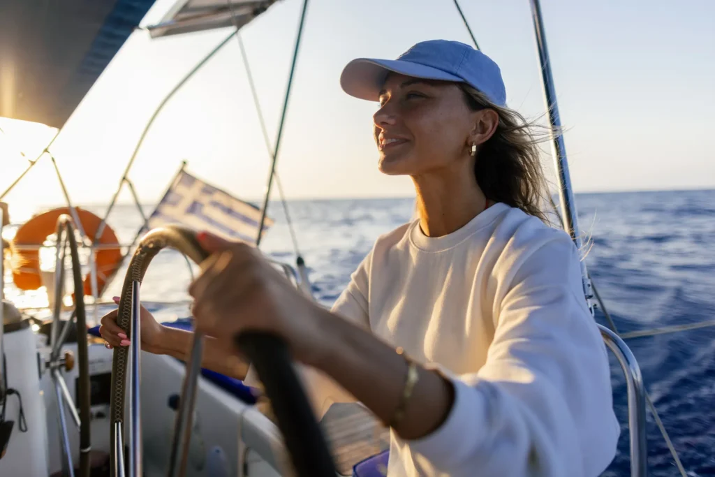 woman in a sunset boat experience